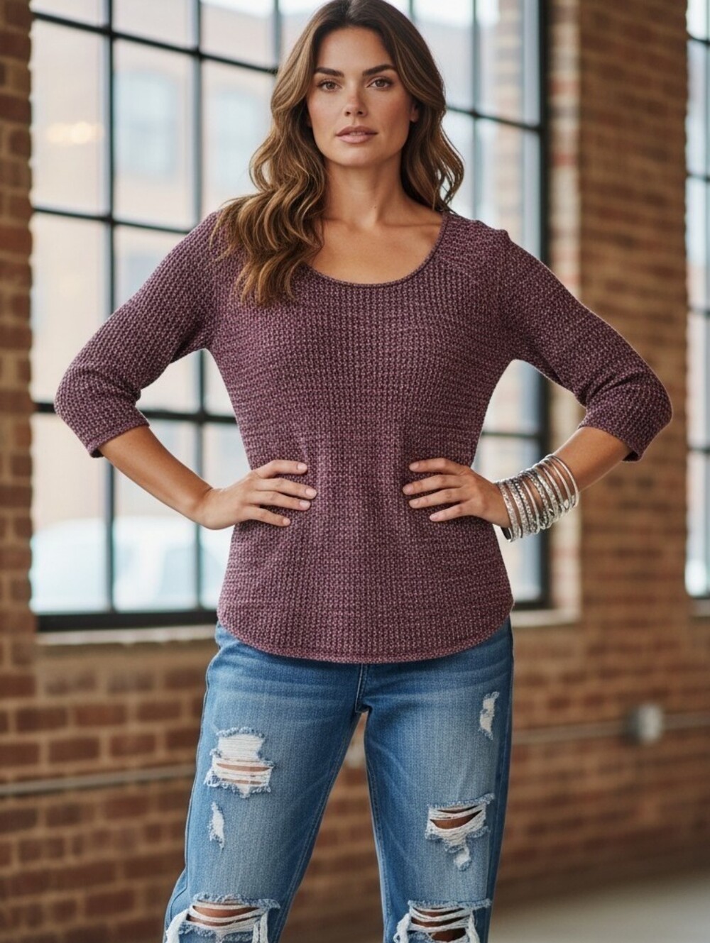 Made in USA Lightweight Open-Knit Scoop Neck Sweater - Size Small